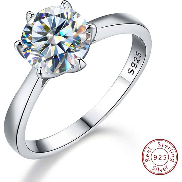 Esberry 1Pc 0.5CT Moissanite Diamond Engagement Ring Wedding Band For Women S925 Sterling Silver Sparkle Promise Ring Eternity Ring Anniversary Ring Valentine