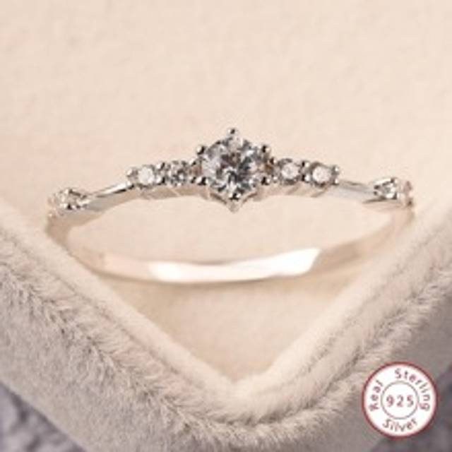Esberry 1pc Sparkling Thin Ring For Women S925 Sterling Silver Fine Jewelry Gift Wedding Engagement Bridal Jewelry
