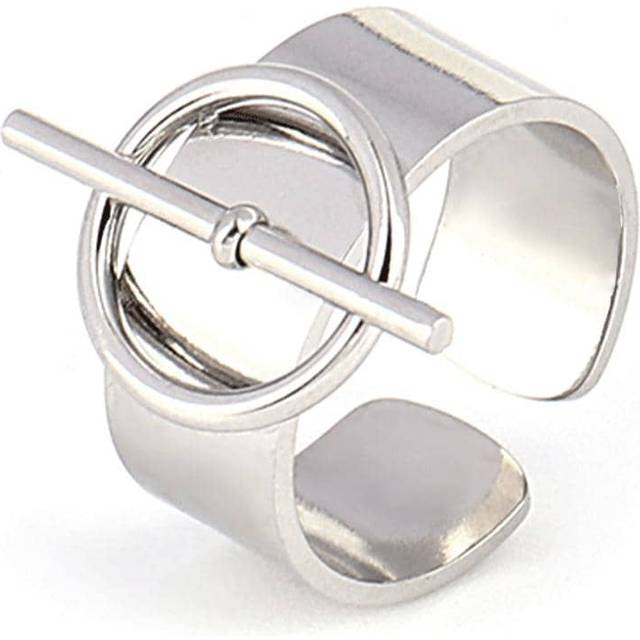 1 st rostfritt stål ring för kvinnor guld silver färg breda ringar män runda berlocker öppna ringar smycken (En-Storlek)