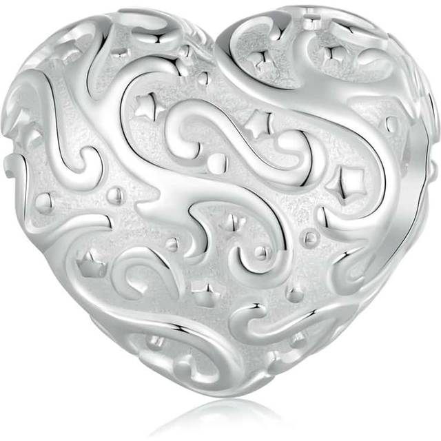 WOSTU 1pc 925 Sterling Silver Heart-Shaped Charm Diy Bead Jewelry, Fashionable Women&#39;s Birthday Gift Valentines