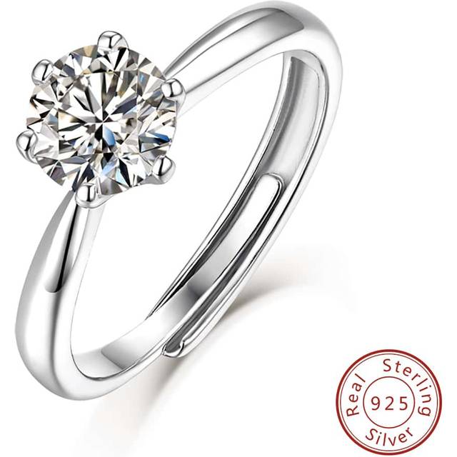 SHEIN 1pc Moissanite Ring With Certificate, 925 Sterling Silver Women&#39;s Wedding Ring Suitable For Banquets, Parties, Formal Occasions, Valentine&#39;s Day, Prop