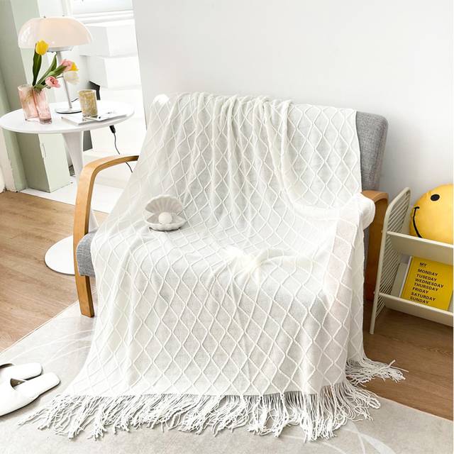 SHEIN 1pc Knitted Blanket Sofa Cover Throw Bed Blanket For Office Nap, Summer Shawl, Lunch Nap Blanket