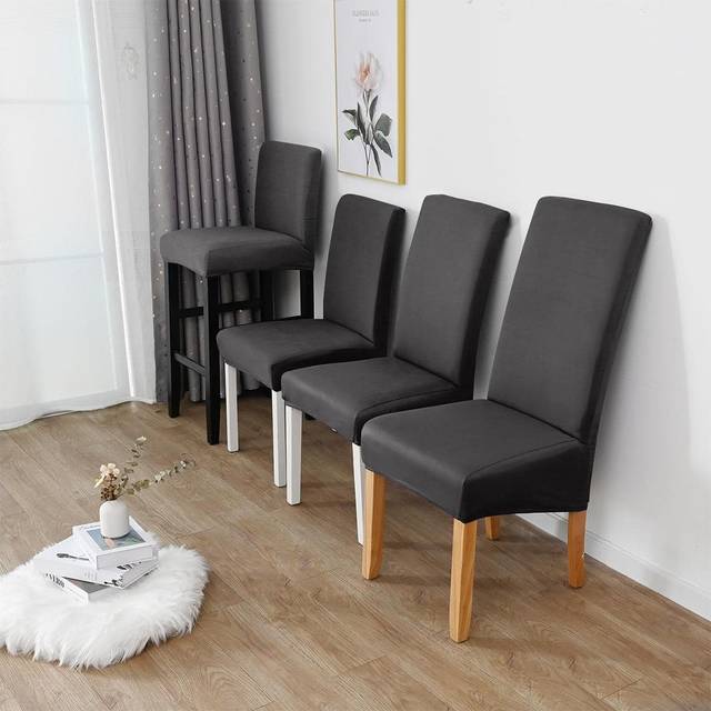 SHEIN 1pc Solid Color Velvet Dining Chair Cover, Elastic Dustproof Chair Slipcover, Suitable For Restaurants, Hotels, Living Room, Study