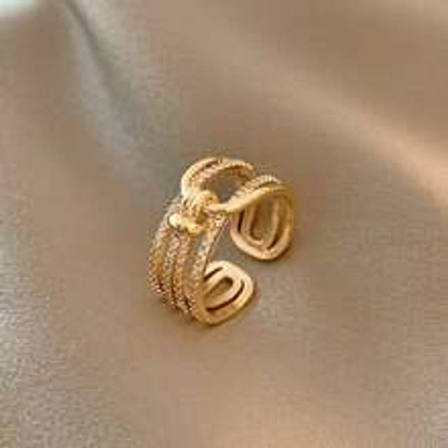 1 st mode rostfritt stål Cubic Zirconia dekor lagerring för kvinnor för daglig dekoration - Gult guld (En-Storlek)
