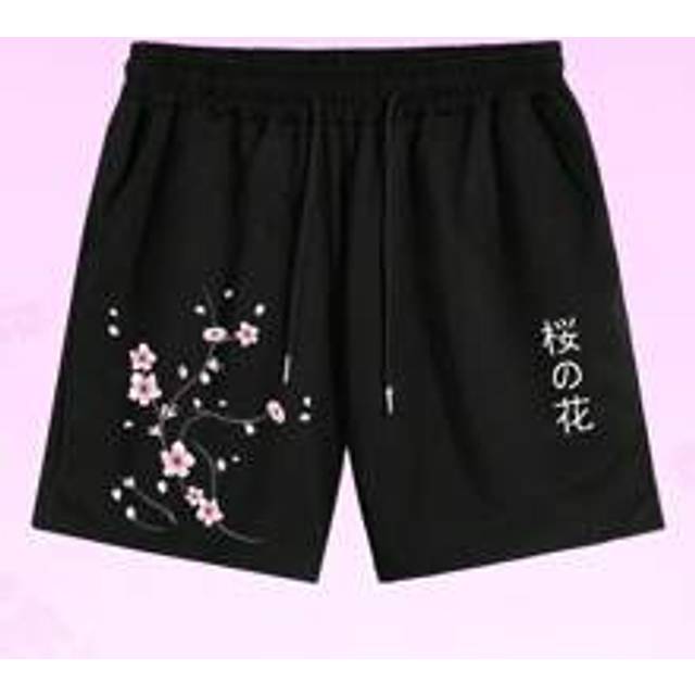 ROMWE MEN Men Summer Sakura Print Shorts, School