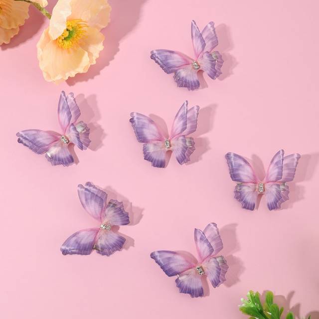 SHEIN 6pcs/Set Girls&#39; Butterfly Hair Clips, Colorful Organza Butterfly Hairpins, Craft Butterfly Alligator Hair Clips, Cute Hair Accessories