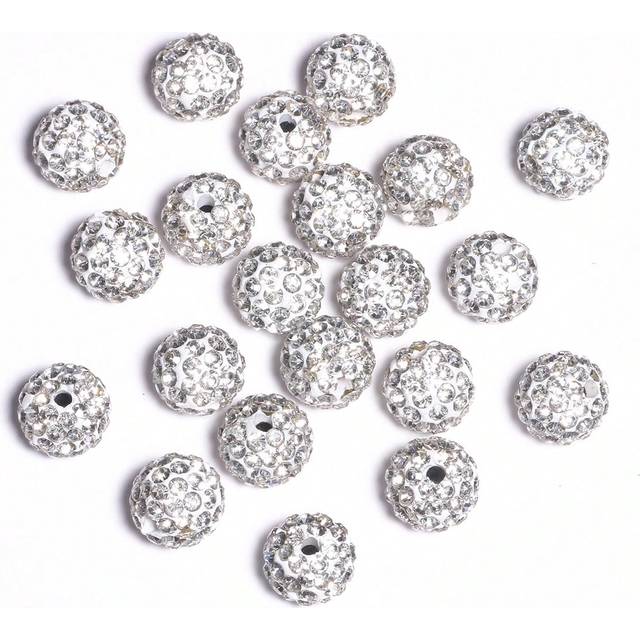 SHEIN 10-30pcs 10mm Rhinestone Crystal Beads For Summer Style Diy Bracelet, Bohemia Women Jewelry Making Accessories