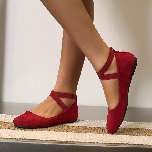 Fashionabla platta balettskor med halkskydd utomhus - Bourgogne (EUR36,EUR37,EUR38,EUR39,EUR40,EUR41,EUR42)