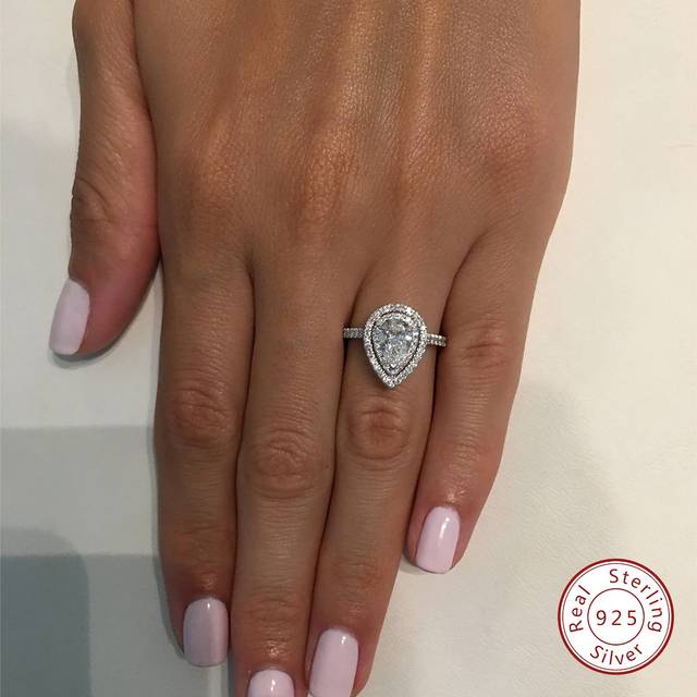 Esberry 1pc Sparkle Pear-Shape Engagement Ring Wedding Band For Women S925 Sterling Silver Stacking Rings Promise Ring Eternity Ring Valentine&#39;s Day Luxury Je