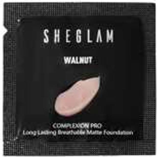 SHEGLAM Complexion Pro Long Lasting Breathable Matte Foundation Sample-Walnut Matte Sweat-Proof Foundation Oil Control Full Coverage Pore-Less Concealer Water