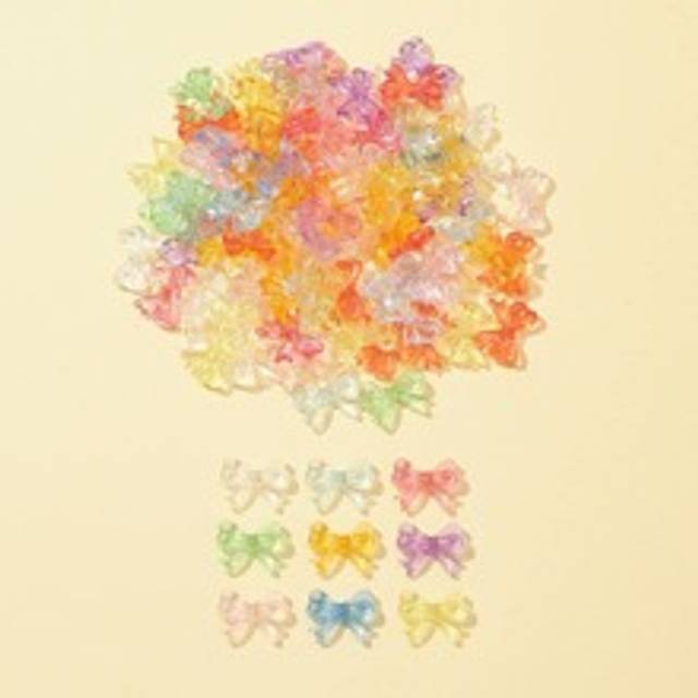 SHEIN Mixed Color Bowknot Acrylic Beads, About 90pcs/50g Valentines