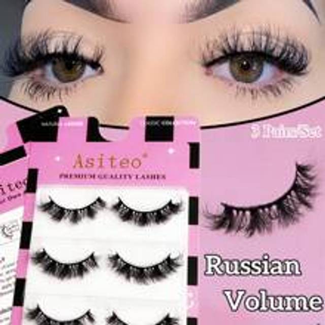 Asiteo 3pairs Fluffy Lashes 100% Cruelty Free Lashes Reusable Short Natural Eyelashes