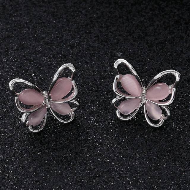 SHEIN 1pair Fashionable Zinc Alloy Butterfly Design Stud Earrings For Women For Daily Decoration