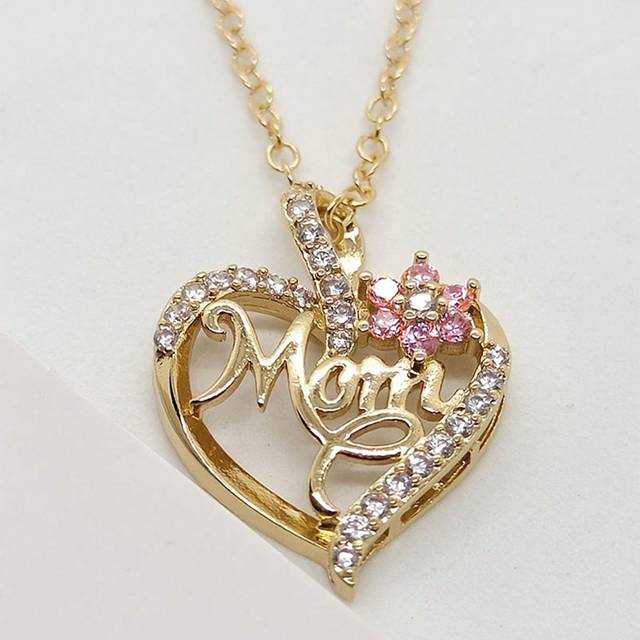 SHEIN 1pc Mother&#39;s Day Rhinestone MOM Heart Pendant Necklace Women&#39;s Festival Gift Jewelry Valentines,Mom,Mother,Mother&#39;s Day,Gift