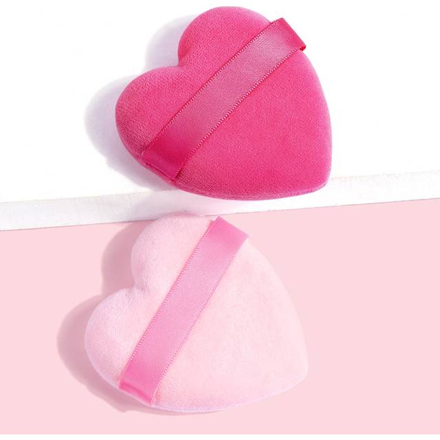 MAANGE 2st hjärtformad pulverpuff för torr användning, mjuk och hudvänlig sminkpuff, sminkverktyg Lätt att bära för resor - Multifärgad