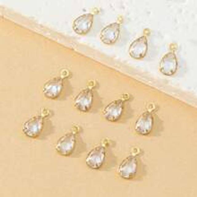 10 st/set Cubic Zirconia vattendroppe DIY-hänge - Gult guld (En-Storlek)