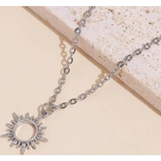 1 st enkel sol hänge kedja halsband för kvinnor för daglig pendling - Silver (En-Storlek)