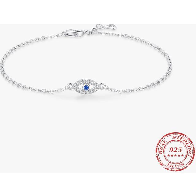 MODIAN 1pc S925 Sterling Silver Evil Eye Beaded Bracelet With Adjustable Chain For Good Luck