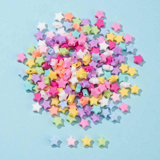 SHEIN Star Shaped Mixed & Solid Color Acrylic Beads 29g About 200pcs/bag
