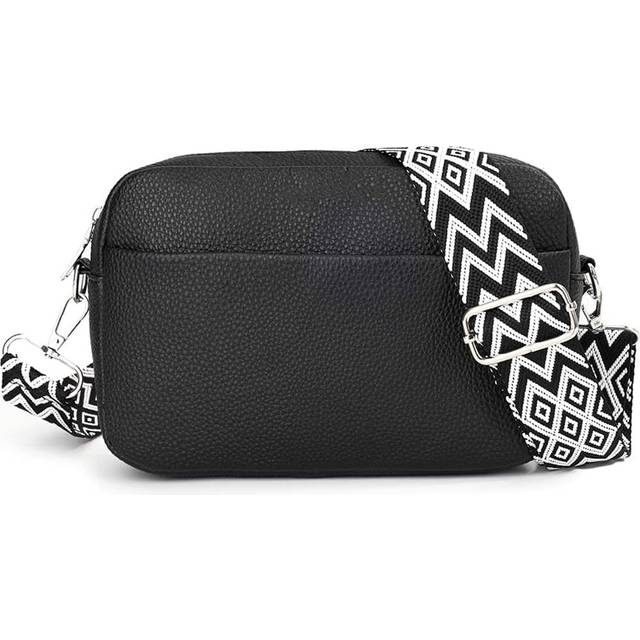 Lätt, Business Casual Justerbar geometriskt mönster Bred rem Crossbody-väska för tonårsflickor Kvinnor högskolestudenter, nybörjare och tjänstemän Per - Svart (En-Storlek)