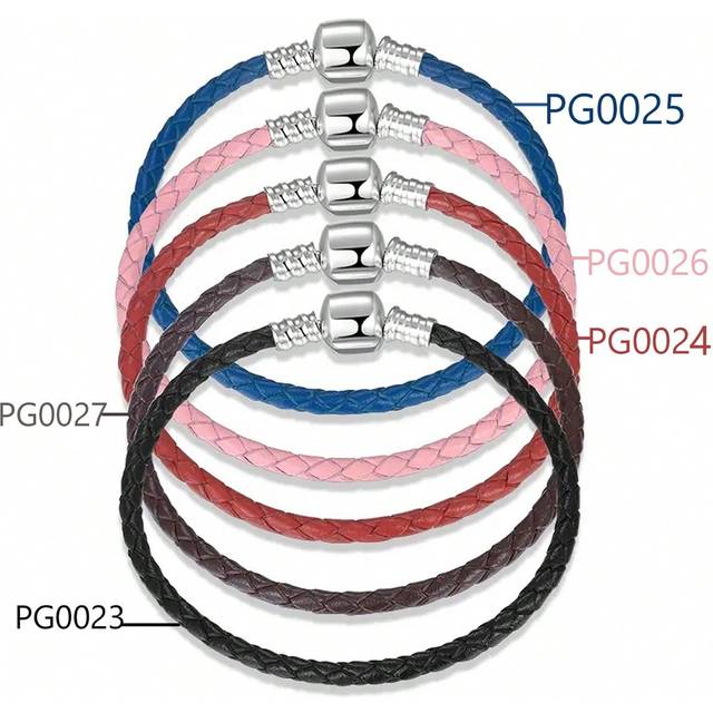 MAGIC CHARMS 1pc S925 Sterling Silver Diy Charm Leather Bracelet