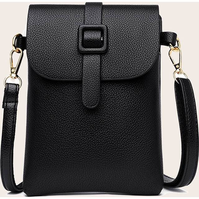 Mini Mobiltelefon Crossbody-väska Axelväska Korthållare Telefonplånbok Vintage Ny Pu-läder Axelväska Cross Body Liten fyrkantig klaffväska För resor S - Svart