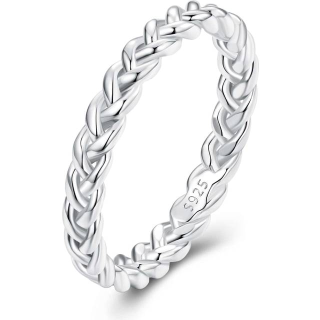 bamoer Bamoer 925 Sterling Silver Braided Texture Twisted Eternity Band Plait Finger Rings Fine Jewelry Gift For Women BSR311