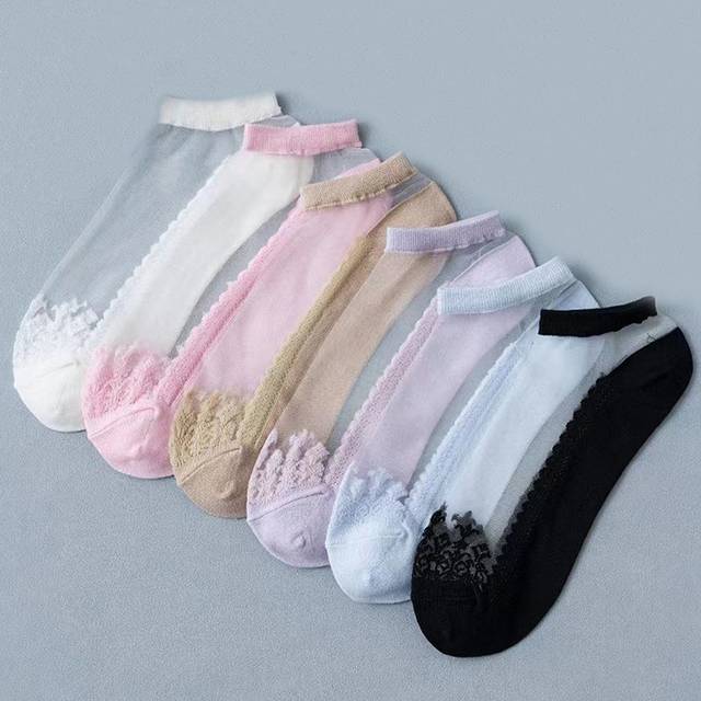 SHEIN 1/6pairs Jacquard Silk Short Socks (Random Mix)