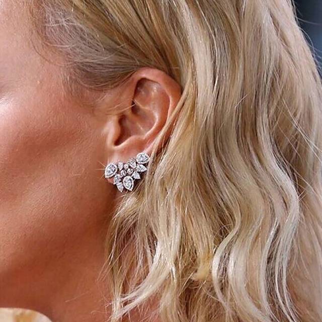 SHEIN 1pair Luxury Cubic Zirconia Decor Stud Earrings For Women For Daily Decoration