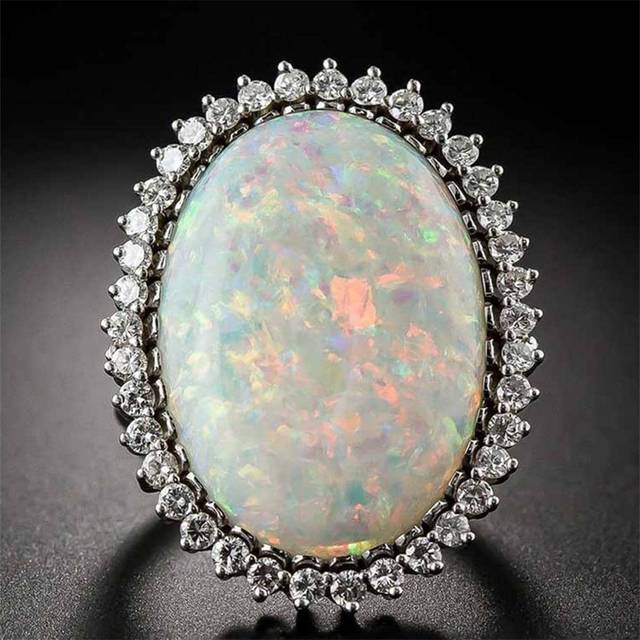 SHEIN 1 PC Pretty Cubic Zirconia & Faux Opal Ring For Women For Wedding Engagement Anniversary Party Jewelry Valentine&#39;s Day Gift,Mom,Mother,Mother&#39;s Day,Gi