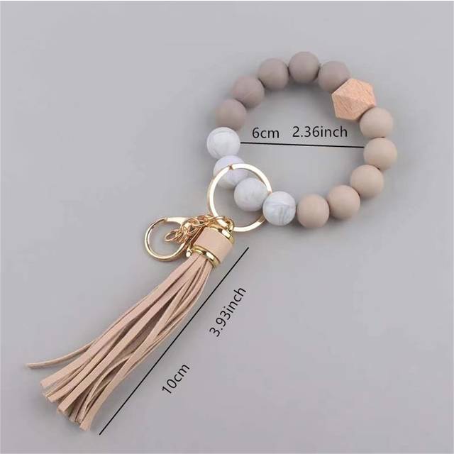 SHEIN 1set Girls&#39; Multicolor Silicone Keychain, Hand Chain, Bracelet, Car Beaded Keychain And Wrist Band