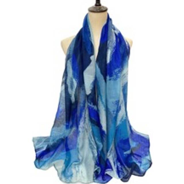 SHEIN Boho 1pc Blue Chiffon Women&#39;s Fashionable Casual Lightweight Sunscreen Decor Soft Shawl Scarf, Suitable For Daily Wear, Traveling, And Photography Acc
