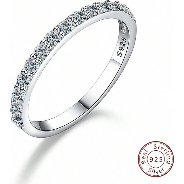 SHEIN 1Pc Moissanite Rhinestone Engagement Ring Wedding Band For Women S925 Sterling Silver Promise Ring Eternity Ring Anniversary Ring Luxury Fine Jewelry