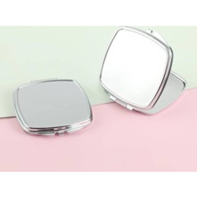 Vikbar Ficka Sminkspegel , 1 st. Slätt Fyrkant Dubbelsidig Kompakt Sminkspegel , Skrivbord Spegel , Bärbara resor Spegel För kvinnor & Kvinna , Presen - Silver