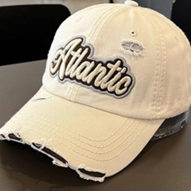 1 st Män Brev broderad Ripped Casual Baseball Keps för dagliga livet Street - Vitt (En-Storlek)