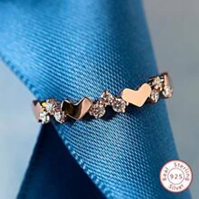 Stylever 1pc Romantic Heart Decor Ring Ladies Jewelry For Women S925 Sterling Silver Promise Ring Fine Jewelry Gift For Girls Prom Party For Couples&#39; Ring Wedd