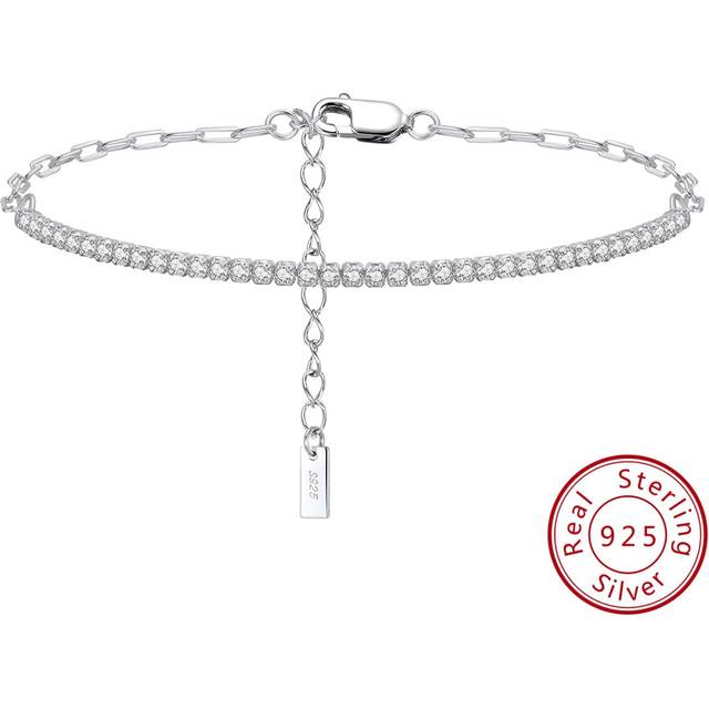 SHEIN 1PC Genuine 925 Sterling Silver Half Tennis Bracelet Hand Chain 4A Grade Cubic Zirconia Gorgeous Women Jewelry Best Gift For Birthday