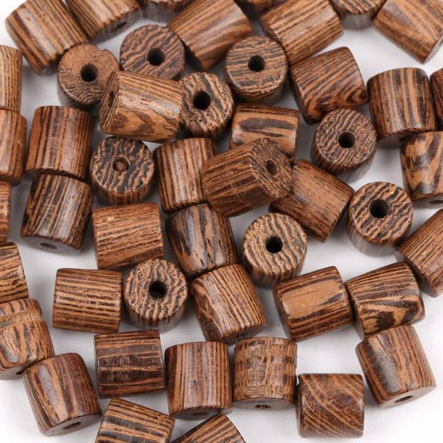 SHEIN 50Pcs/Set DIY 6/8/10mm Natural Brown Wood Beads Round Spacer Wooden Faux Pearl Lead-Free Balls Charms For Jewelry Making Handmade Accessories