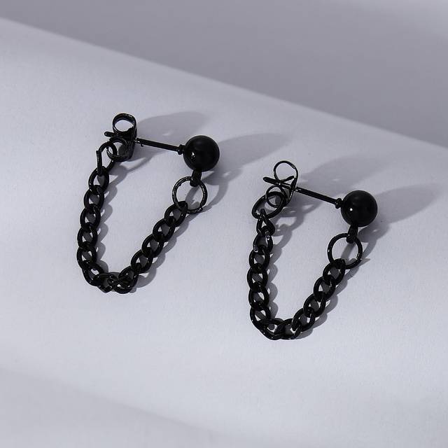SHEIN 1 Pair Of Stylish Minimalist Stainless Steel Chain Front Back Earrings, Women&#39;s Daily Fashion Personalized Jewelry Accessories, Birthday Gift