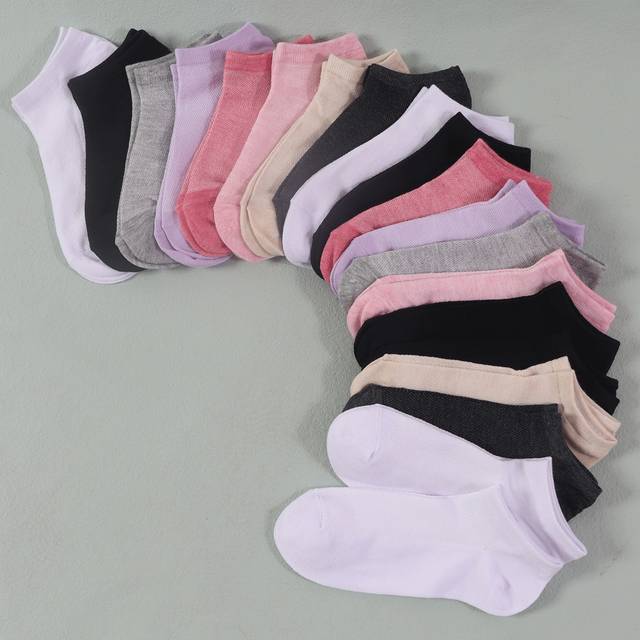 SHEIN 20 Pairs Women Short Socks, Multicolor, Casual Fashion Low Vamp Thin Summer Short Tube Socks