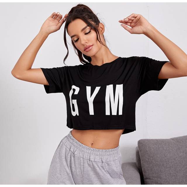 SHEIN Active Gym Graphic Cropped Tee