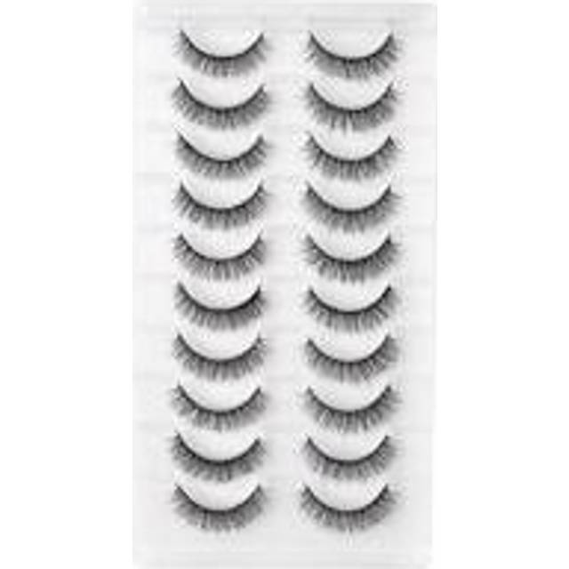 Homaylash Complete False Eyelashes 10 Pairs Transparent Faux Mink Eyelashes Fake Eyelashes Natural Long Length Gift For Women
