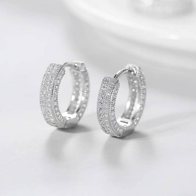 SHEIN 1pair Fashionable Cubic Zirconia Hip-Hop Style HOOP Earrings For Men