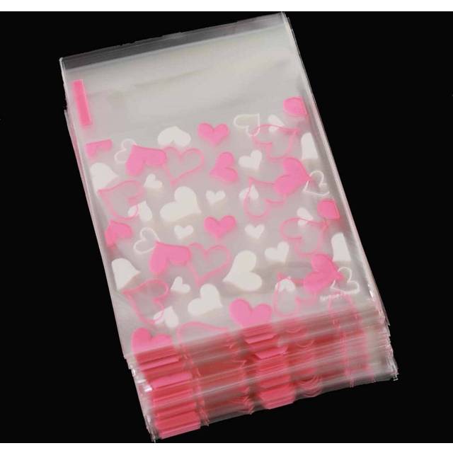 SHEIN 100pcs/Set Heart Shaped Gift Bags, Sizes: 7*7cm, 10*10cm, 14*14cm