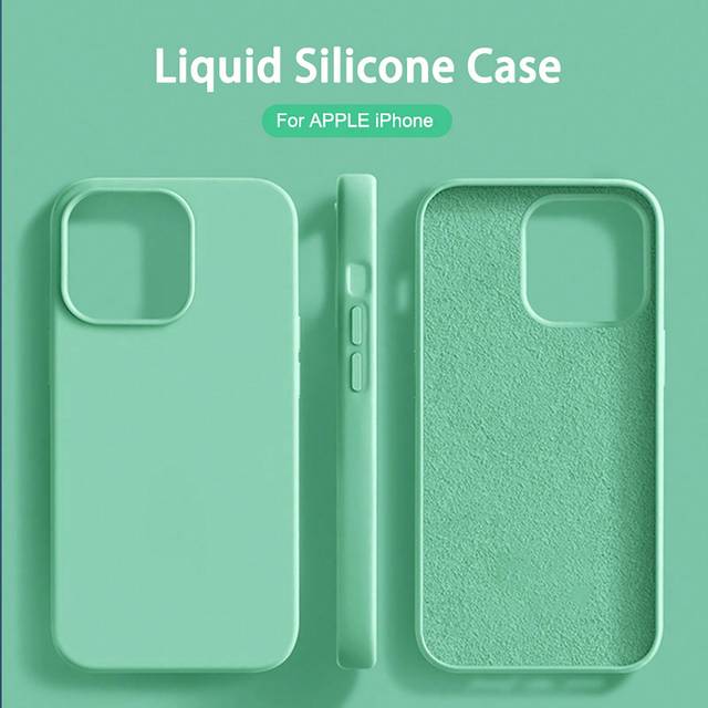 SHEIN Green Basic Phone Cases Neon 1PC Luxury Liquid Silicone Shockproof Case Compatible With Apple IPhone 14 13 12 11 15 Pro Max Compatible With IPhone 12