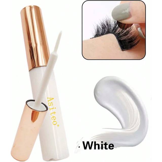 Asiteo 1 Piece 5ML White Color  Eyelash Glue Makeup Faux Mink Eyelashes Adhesive  Quick Dry Waterproof Long-lasting Lashes Adhesive Faux Mink False Eyelashes