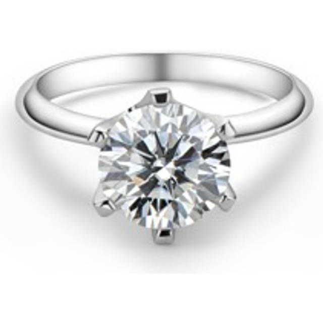 XUJIA 1PC 3ct Moissanite Ring For Women D Color VVS1 9mm Round Excellent Cut Solitaire Engagement Ring 925 Steling Silver Classic Six-Prong Setting Silver A
