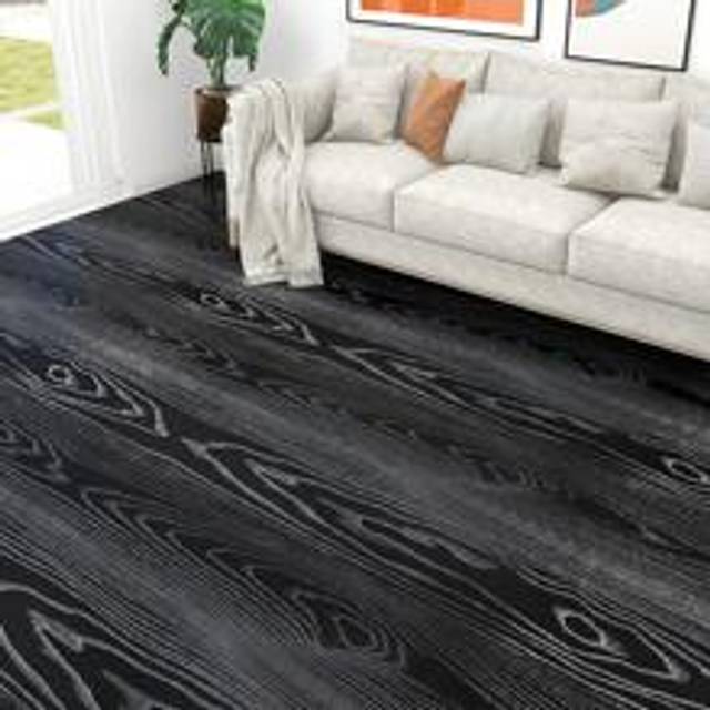 SHEIN 1 Roll Artyuan Self-Adhesive Black Wood Grain Floor Sticker - Natural Waterproof Wood Grain Appearance, Peel And Stick Wallpaper, Suitable For Bathroo