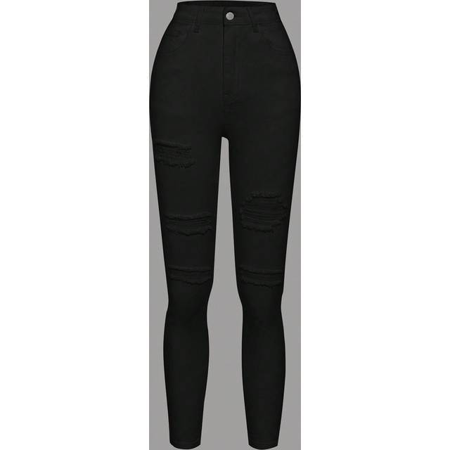 SHEIN Teenage Girls Ripped Skinny Jeans, Suitable For Daily Casual Wear In Summer
