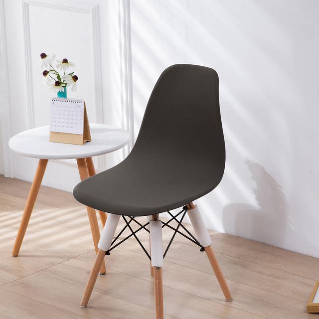 SHEIN 1/4/6pcs Solid Color Milk Silk Elastic Eames Chair Cover, Home Bedroom Living Room Dining Eames Chair Slipcover, Dustproof Anti-Dirty Chair Cover